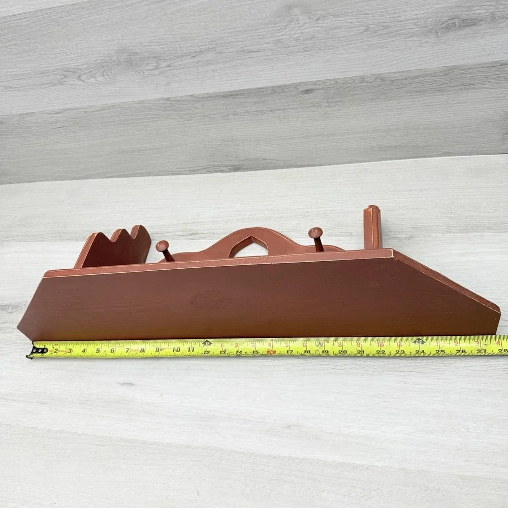 Wood Heart Shelf Wall Hanging Peg Hooks Barn Red Cottagecore Farmhouse